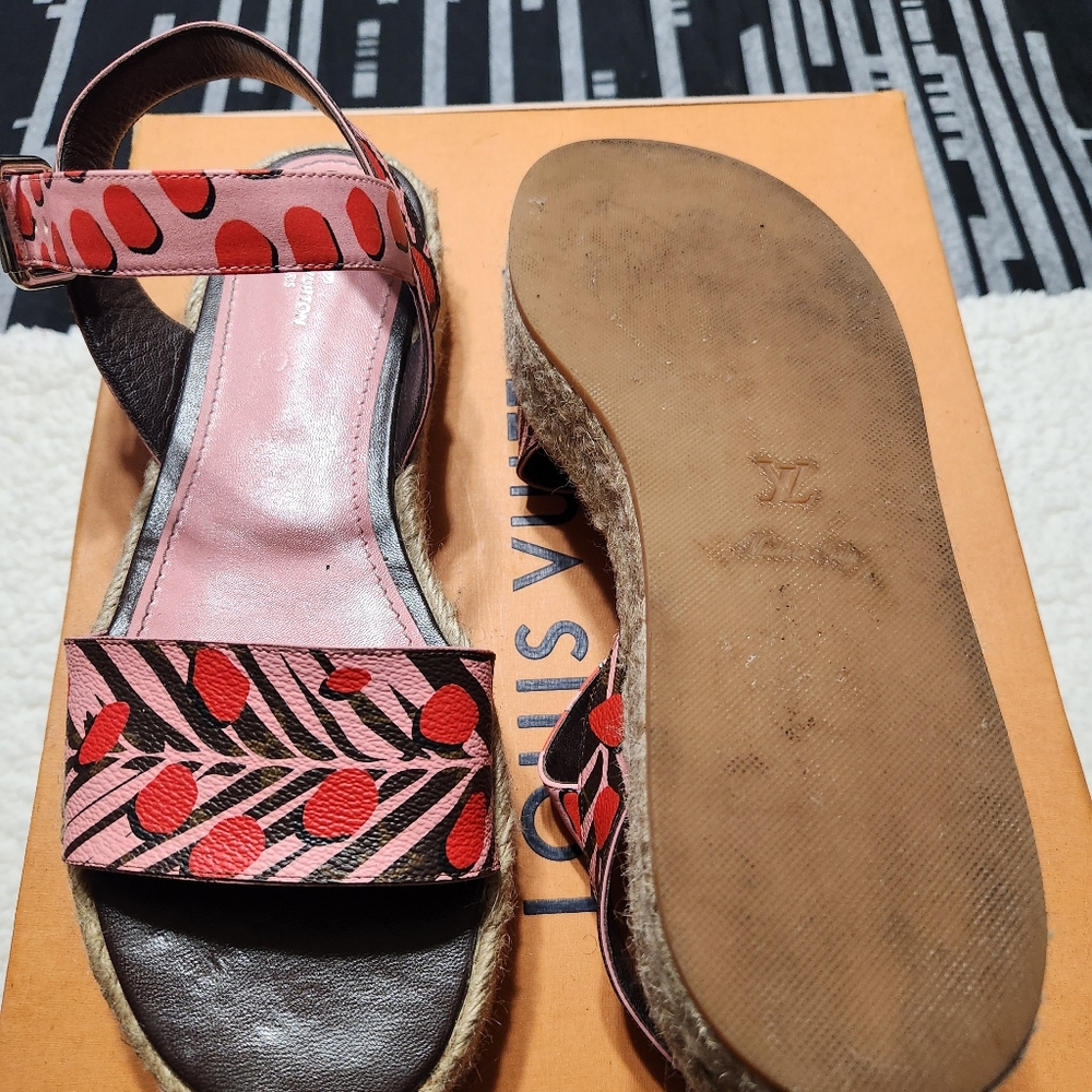 Louis Vuitton Pink and Red Strappy Sandals